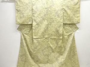 草葉模様織り出し手織り紬着物